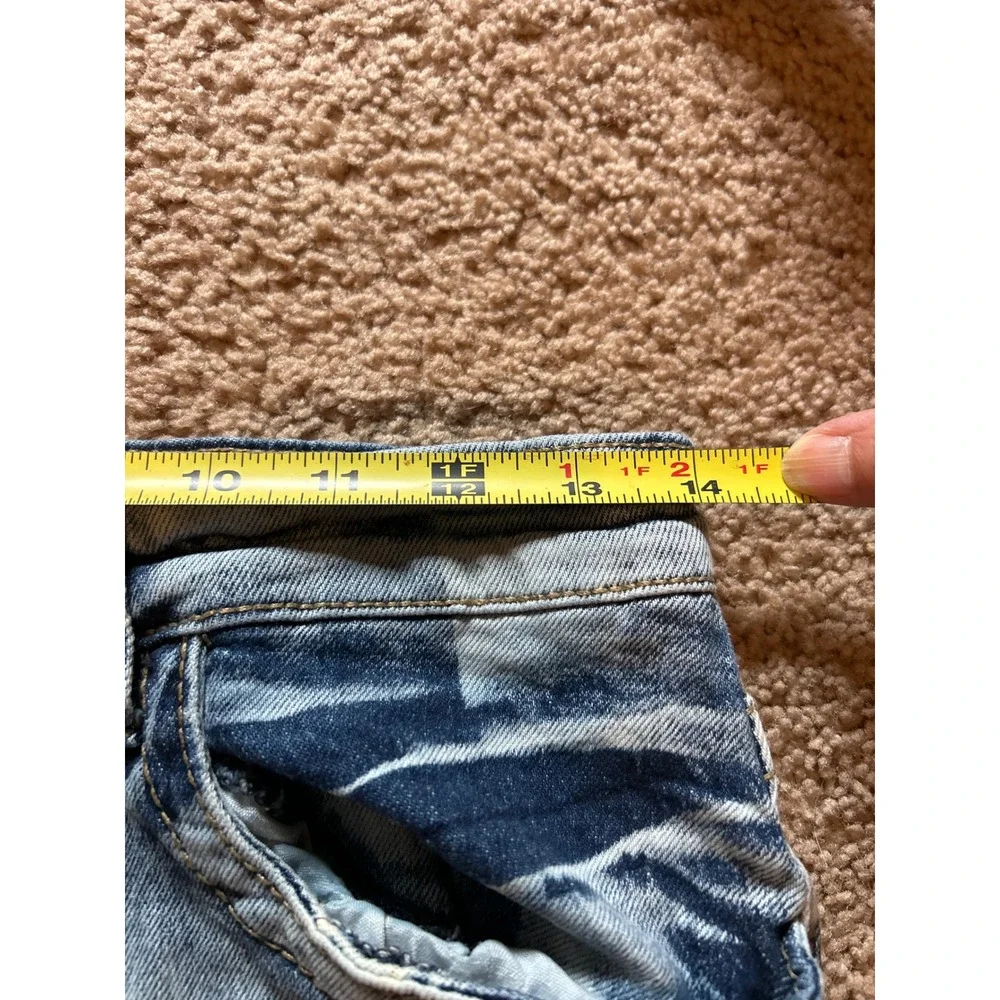 True Indigo Mens Slim Fit Light Acid Wash Embroidered Jeans 30x32  F-119